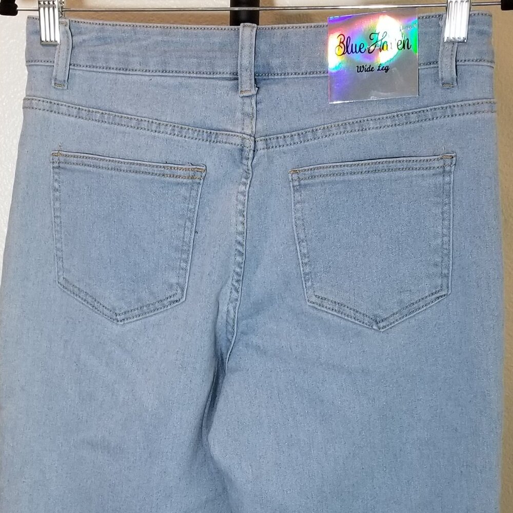 Blue Haven Jeans Womens Size 5 Light Wash Wide Leg Stretch Retro Street Boho NWT - Picture 4 of 9